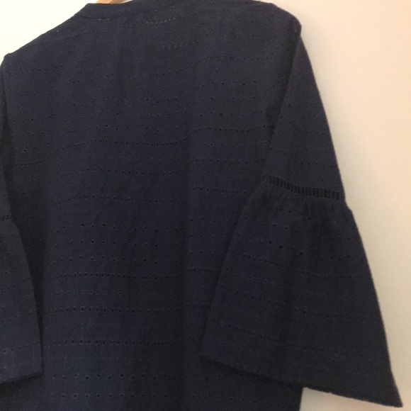 Izod Navy Balloon Flare Sleeve Blouse Size M - Picture 14 of 15